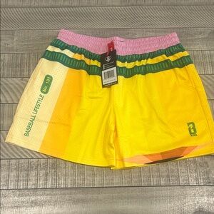 Vibrant Yellow and Pink Kids Casual Shorts